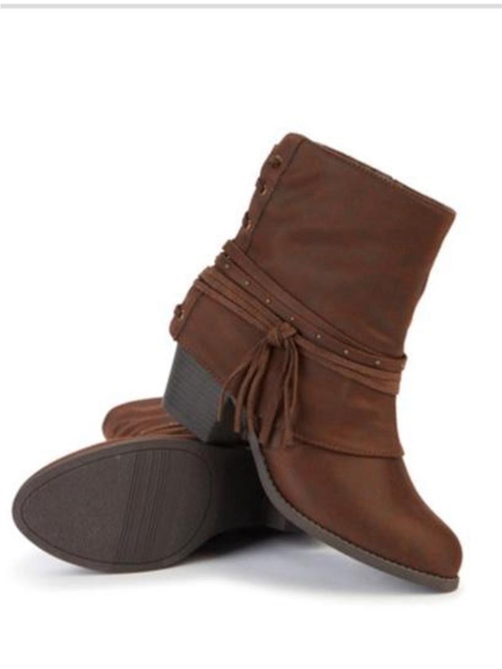 NIB Jellypop Women's Petra Brown Mid-Calf Tassel Wrap Booties Sizes 6.5